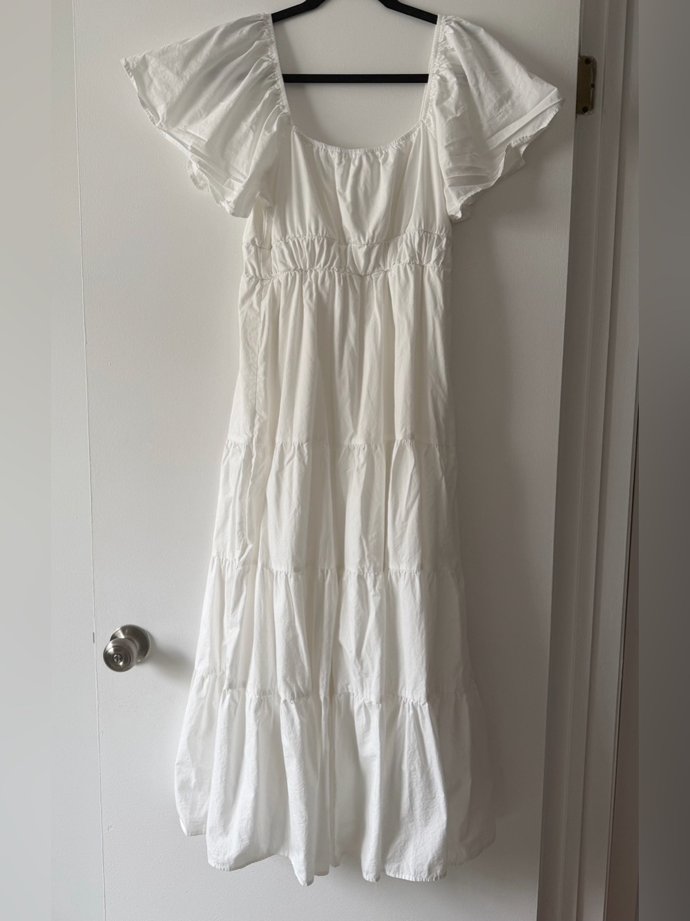 Altar'd State White Tiered Maxi Dress with Flutter Sleeves - Picture 6 of 6